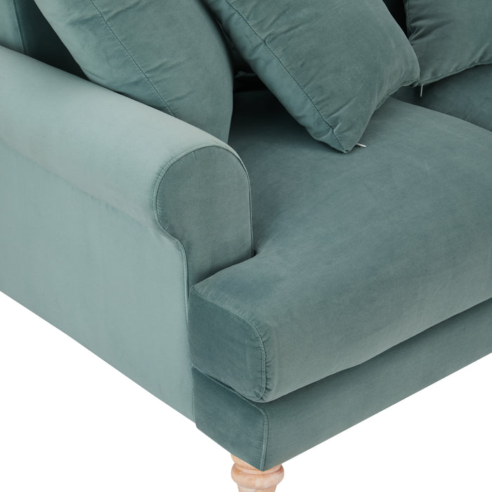Churchill 2+3 Seater Sofa Set With Scatter Back Cushions, Luxury Teal Velvet