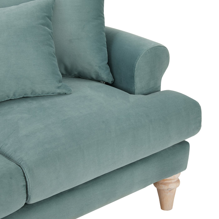 Churchill 2+3 Seater Sofa Set With Scatter Back Cushions, Luxury Teal Velvet