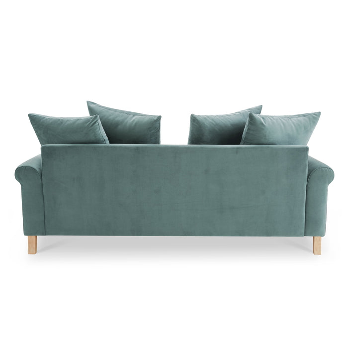 Churchill 3 Seater Sofa With Scatter Back Cushions, Luxury Teal Velvet