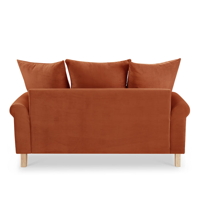 Churchill 2 Seater Sofa With Scatter Back Cushions, Luxury Burnt Orange Velvet