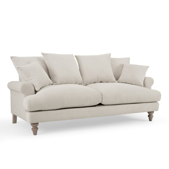 Churchill 3 Seater Sofa With Scatter Back Cushions, Luxury Ivory Linen