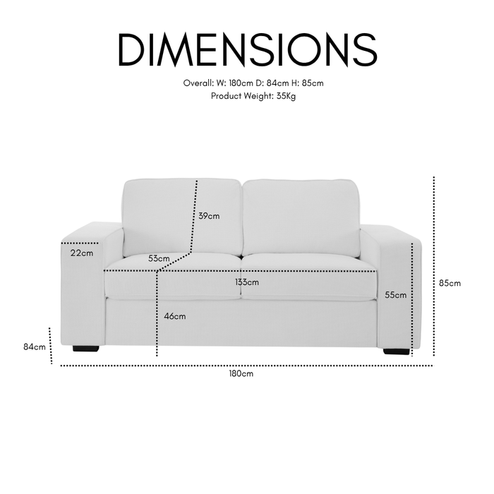 York 2 Seater Sofa, Dark Grey Linen