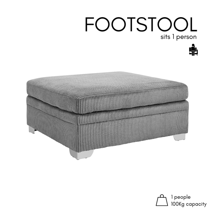 Alcott Footstool, Dark Grey Jumbo Cord