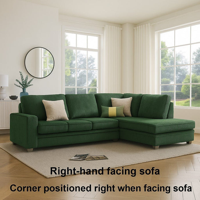 Alcott Right-Hand Corner Sofa, Green Jumbo Cord