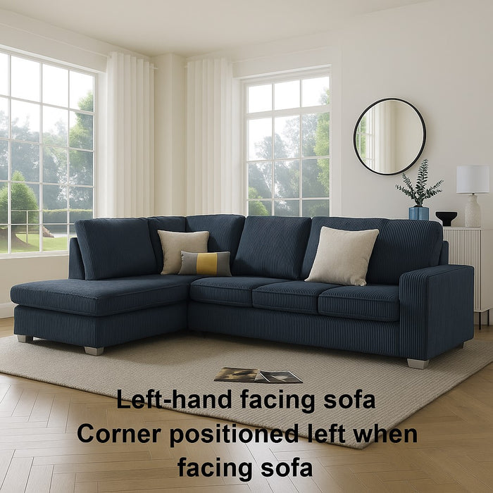 Alcott Left-Hand Corner Sofa, Dark Blue Jumbo Cord