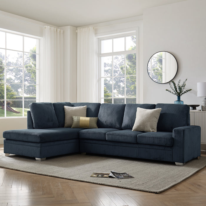 Alcott Left-Hand Corner Sofa With Double Footstool, Dark Blue Jumbo Cord
