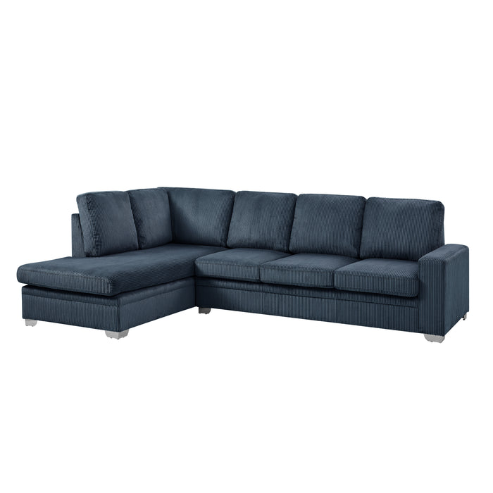 Alcott Left-Hand Corner Sofa With Double Footstool, Dark Blue Jumbo Cord