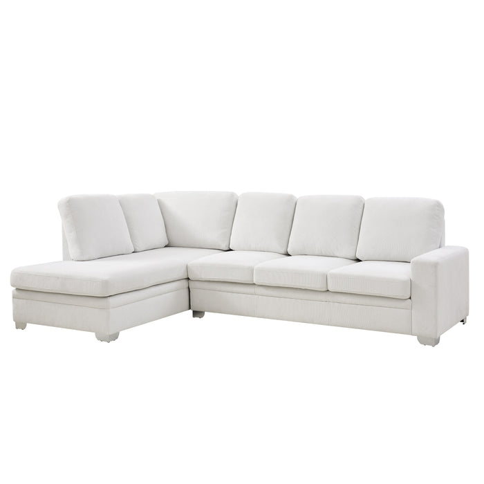Alcott Left-Hand Corner Sofa With Double Footstool, Cream Linen