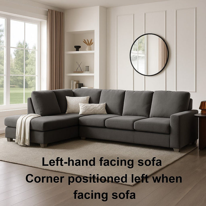 Alcott Left-Hand Corner Sofa, Dark Grey Linen