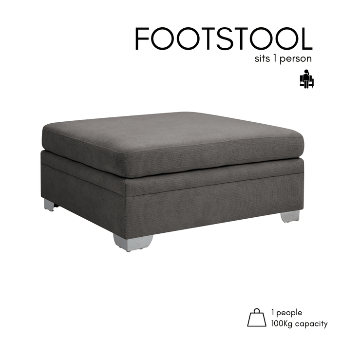 Alcott Footstool, Dark Grey Linen