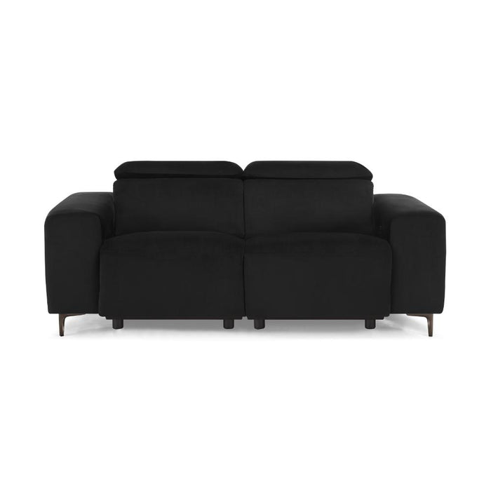 Amelia 2 Seater Power Recliner Sofa with Adjustable Headrests, Black Velvet