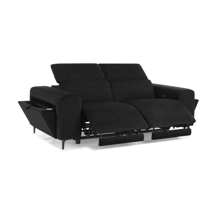 Amelia 2 Seater Power Recliner Sofa with Adjustable Headrests, Black Velvet