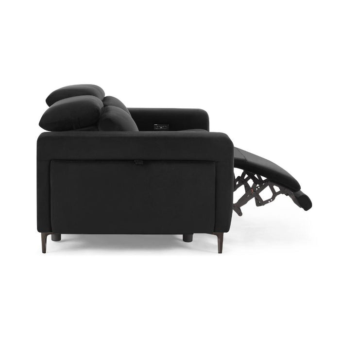 Amelia 3 Seater Power Recliner Sofa with Adjustable Headrests, Black Velvet