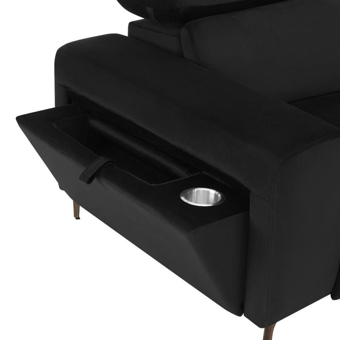 Amelia 3 Seater Power Recliner Sofa with Adjustable Headrests, Black Velvet