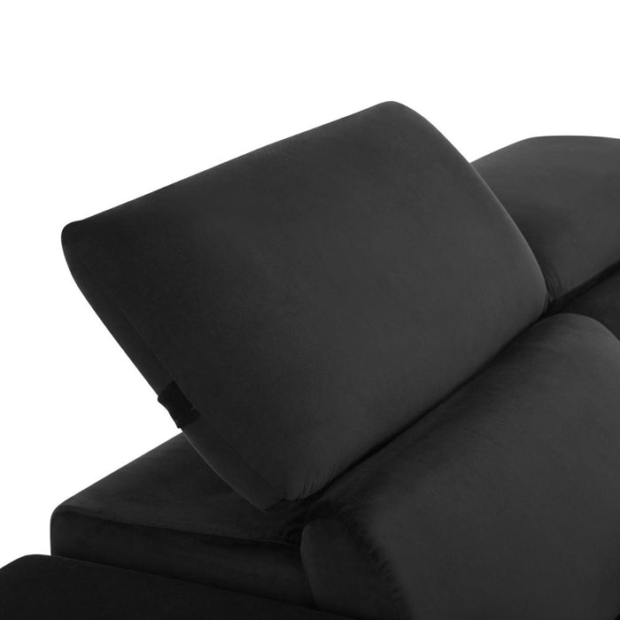 Amelia 3 Seater Power Recliner Sofa with Adjustable Headrests, Black Velvet