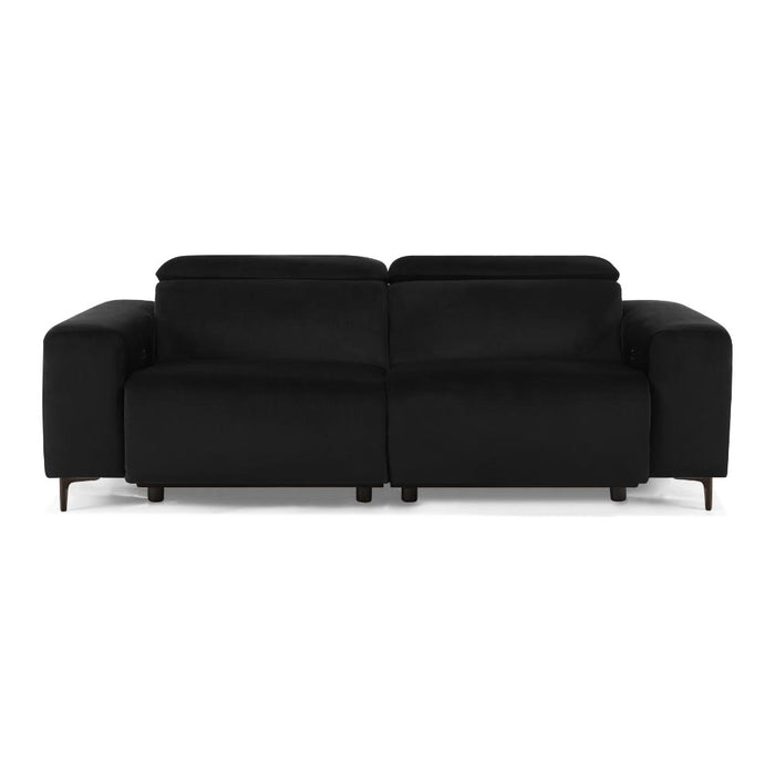 Amelia 3 Seater Power Recliner Sofa with Adjustable Headrests, Black Velvet