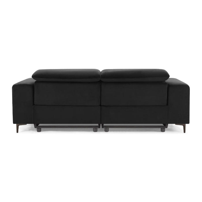 Amelia 3 Seater Power Recliner Sofa with Adjustable Headrests, Black Velvet