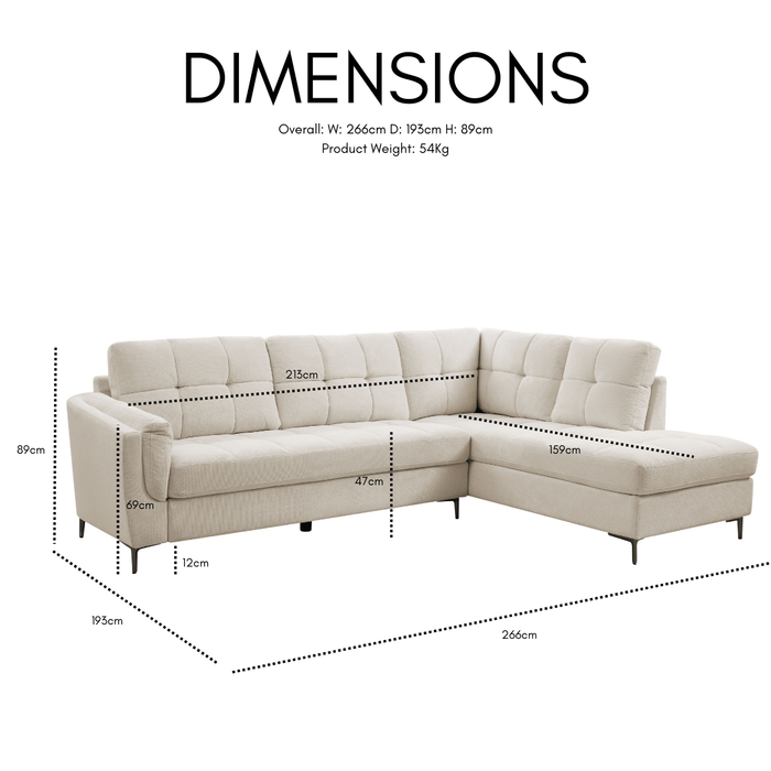 Cassidy Right-Hand Corner Sofa, Beige Linen