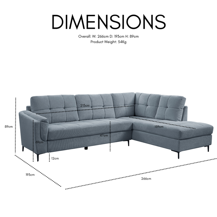 Cassidy Right-Hand Corner Sofa, Blue Linen