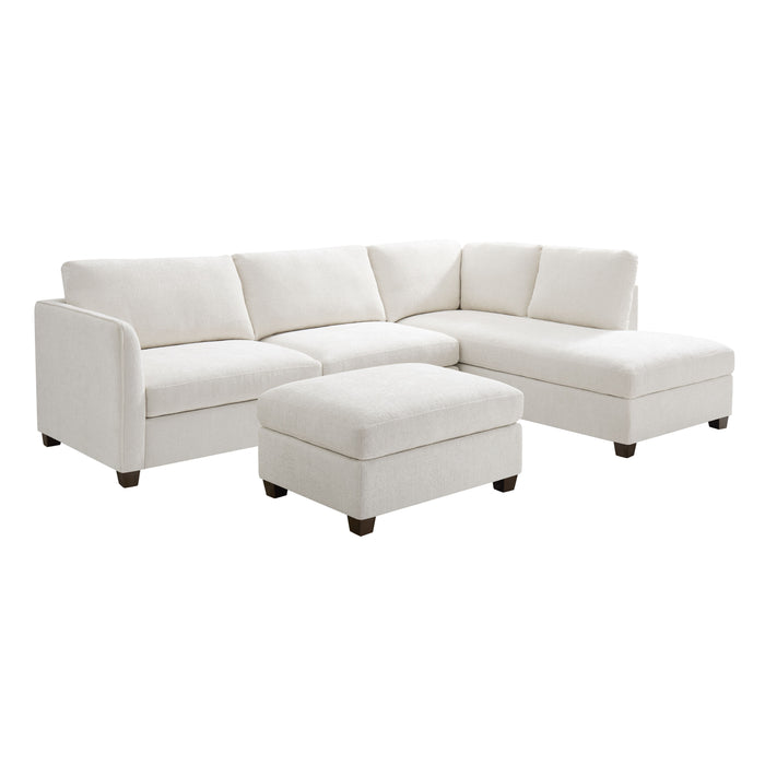 Benedict Right-Hand Corner Sofa With Footstool, Cream Chenille