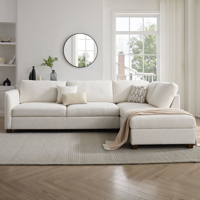 Benedict Right-Hand Corner Sofa With Footstool, Cream Chenille