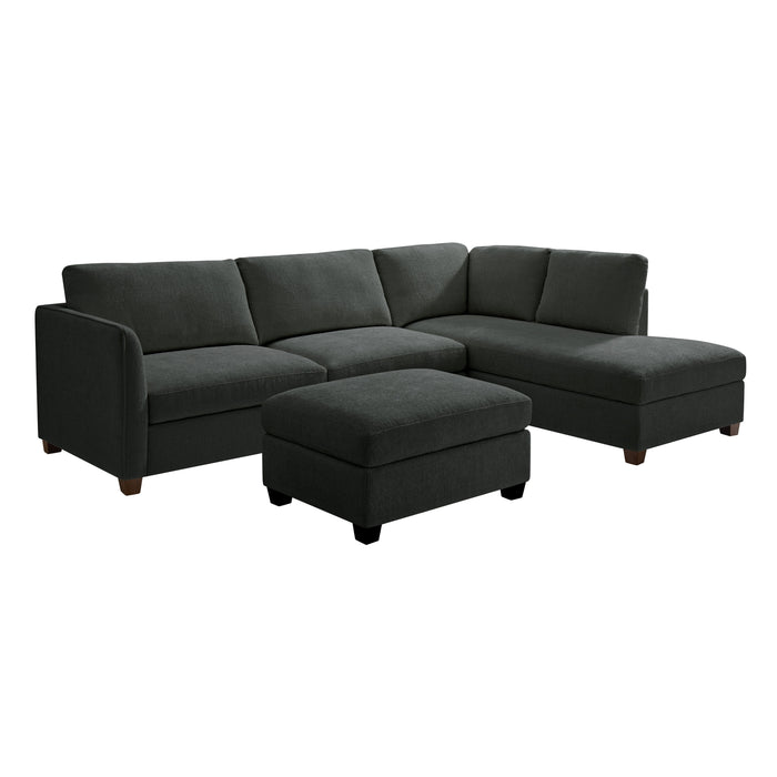 Benedict Right-Hand Corner Sofa With Footstool, Dark Grey Chenille