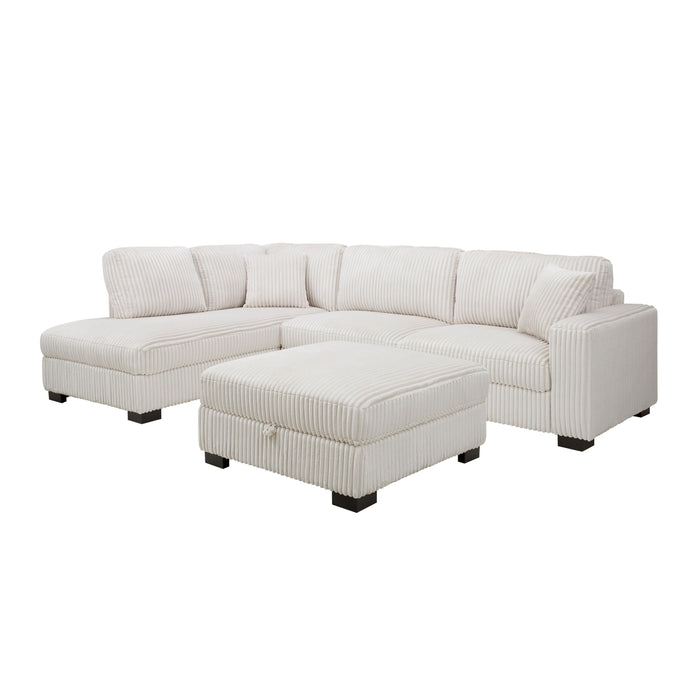 Tristan Left-Hand Corner Sofa with Footstool, Cream Teddy Jumbo Cord