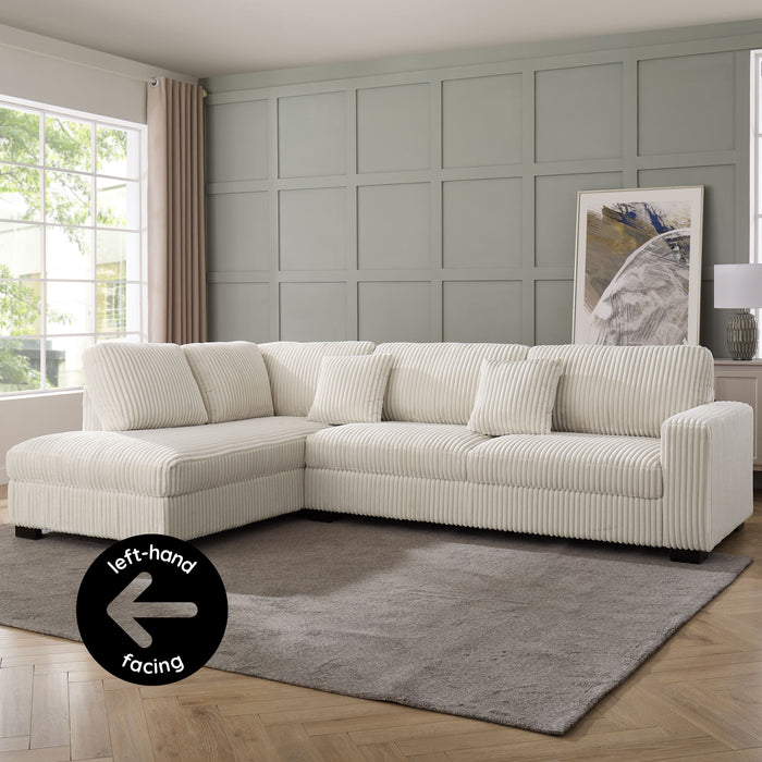 Tristan Left-Hand Corner Sofa with Footstool, Cream Teddy Jumbo Cord