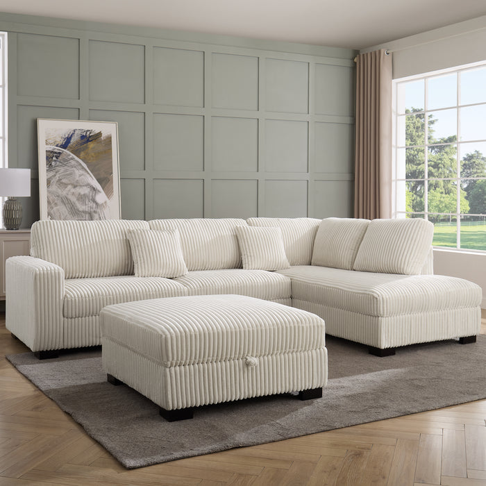 Tristan Storage Footstool, Cream Teddy Jumbo Cord