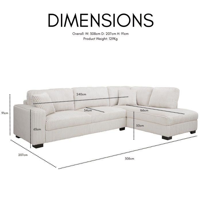 Tristan Right-Hand Corner Sofa, Beige Chenille