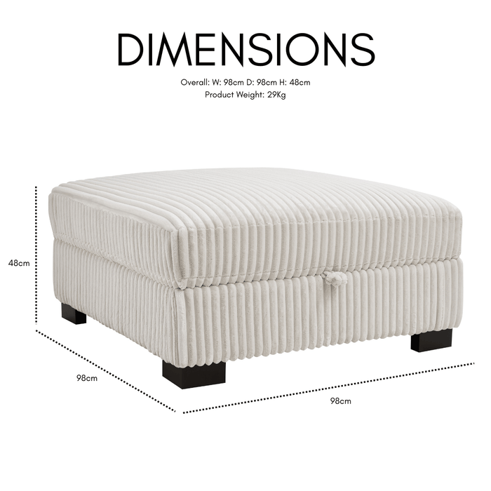 Tristan Left-Hand Corner Sofa with Footstool, Cream Teddy Jumbo Cord