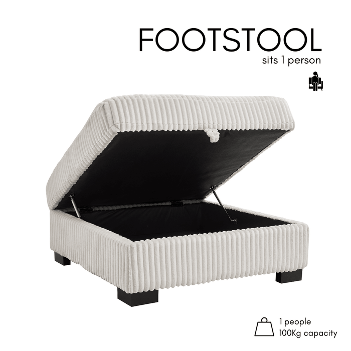 Tristan Storage Footstool, Cream Teddy Jumbo Cord