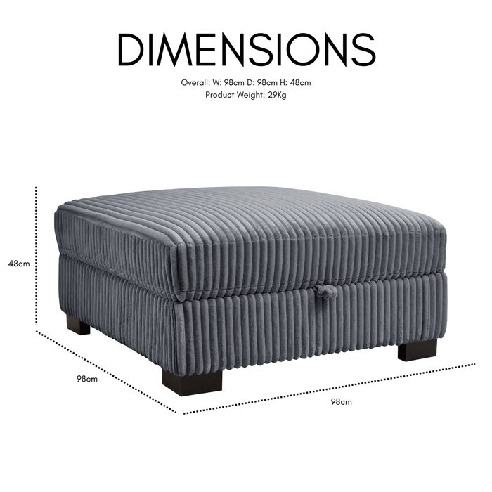 Tristan Left-Hand Corner Sofa with Footstool, Grey Teddy Jumbo Cord