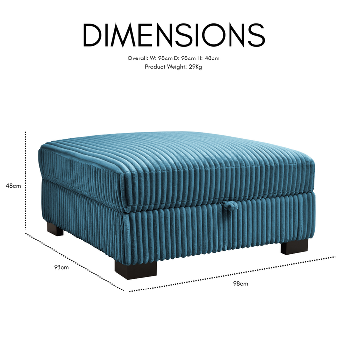 Tristan Left-Hand Corner Sofa with Double Footstool, Blue Teddy Jumbo Cord