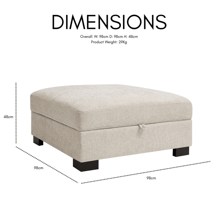 Tristan Storage Footstool, Beige Chenille