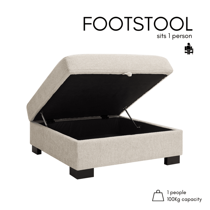 Tristan Storage Footstool, Beige Chenille