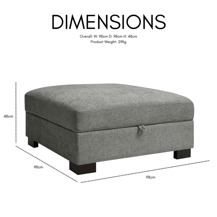 Tristan Storage Footstool, Grey Chenille