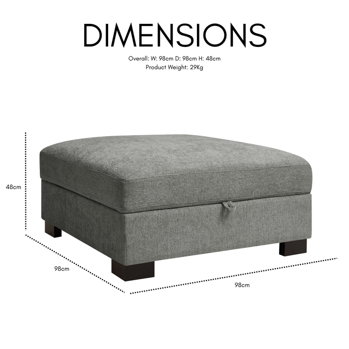 Tristan Right-Hand Corner Sofa with Footstool, Grey Chenille