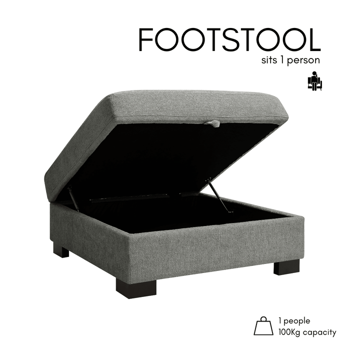 Tristan Storage Footstool, Grey Chenille