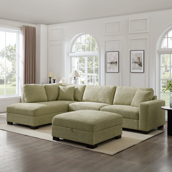 Tristan Left-Hand Corner Sofa, Sage Green Chenille