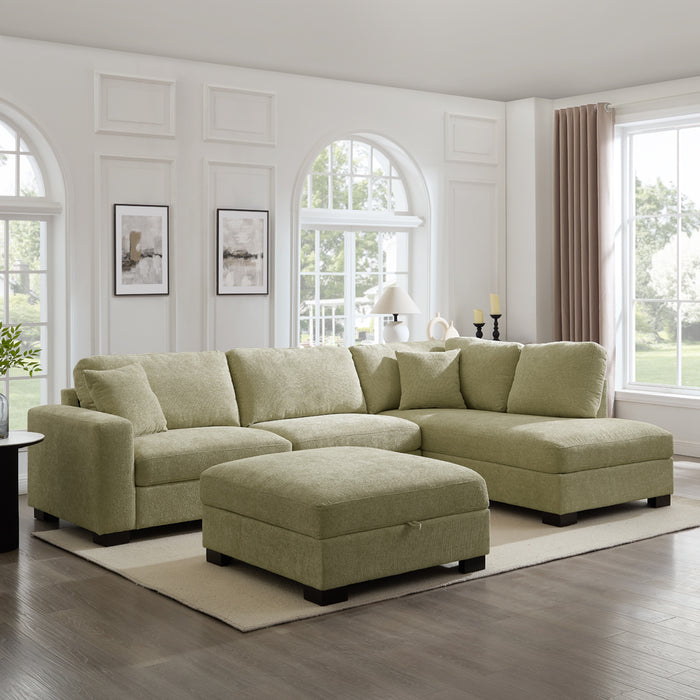 Tristan Right-Hand Corner Sofa, Sage Green Chenille