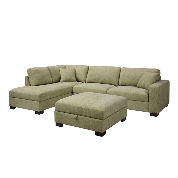 Tristan Left-Hand Corner Sofa, Sage Green Chenille