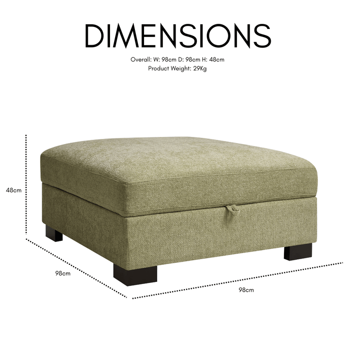 Tristan Storage Footstool, Sage Green Chenille