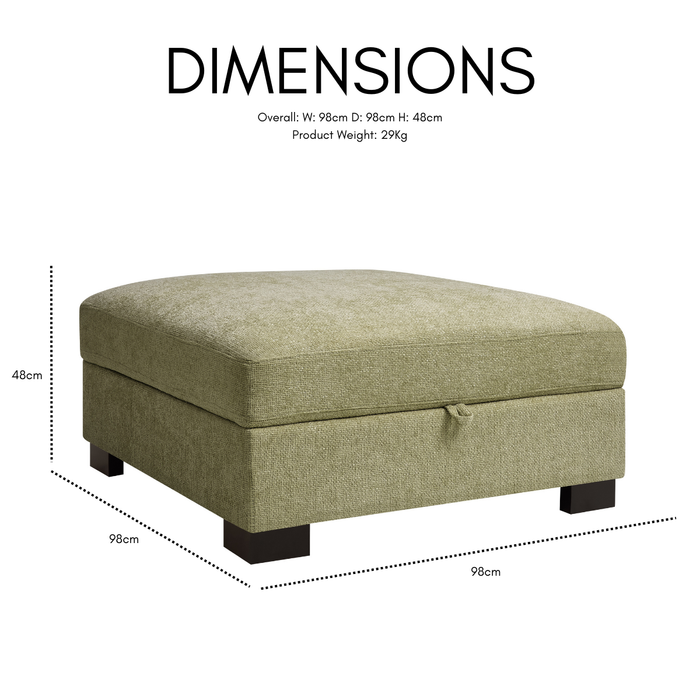 Tristan Left-Hand Corner Sofa with Footstool, Sage Green Chenille