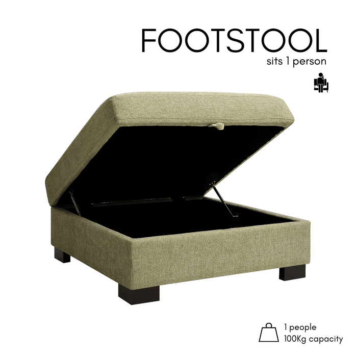 Tristan Storage Footstool, Sage Green Chenille