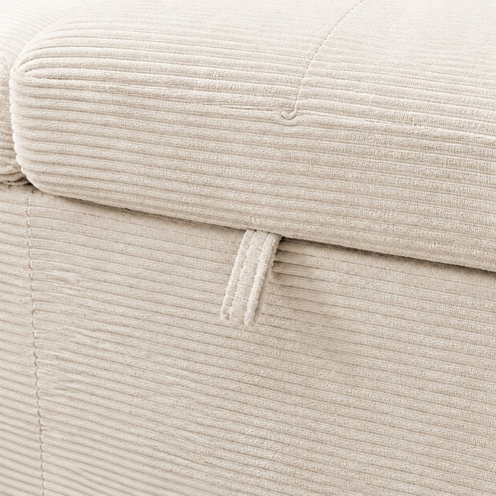 Caitlin Sofa With Chaise, Cream Jumbo Cord