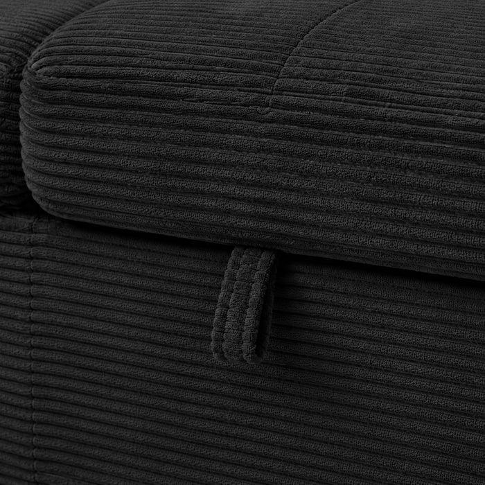 Caitlin Sofa With Chaise, Charcoal Jumbo Cord