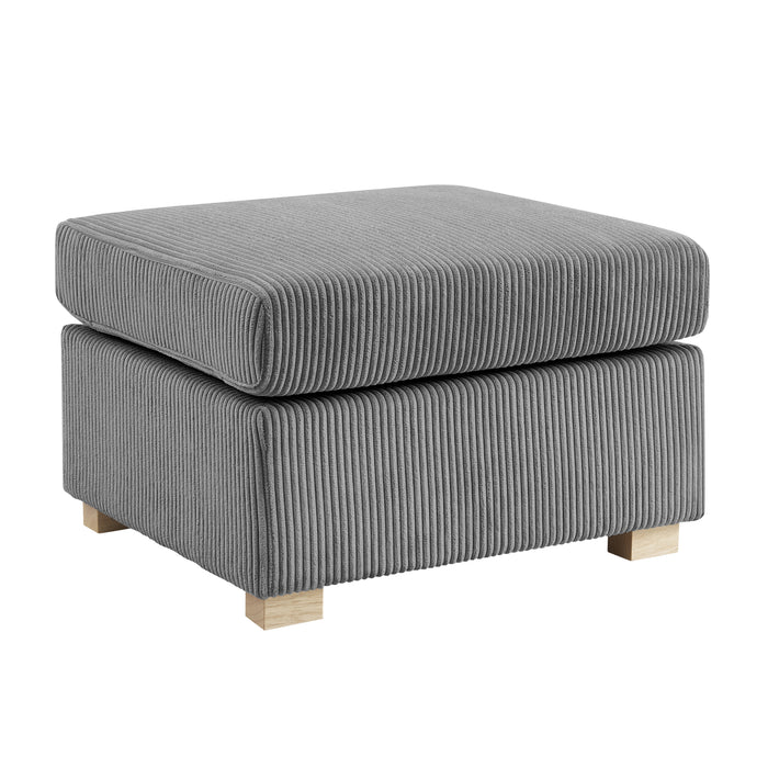 Marlow Small U-Shaped Sofa with Footstool, Dark Grey Jumbo Cord