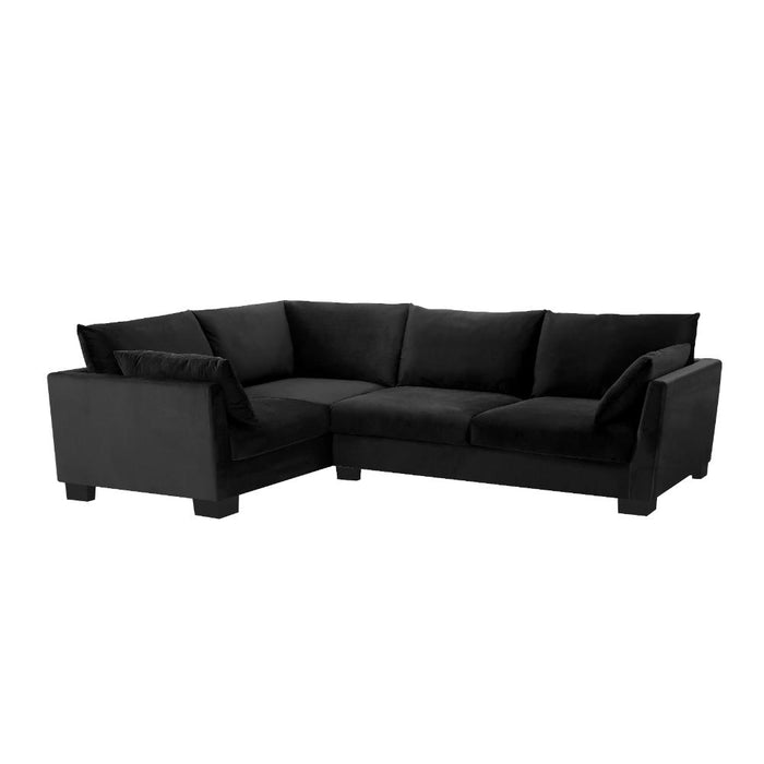 Renfrew Left-Hand Facing Corner Sofa With Footstool, Black Velvet