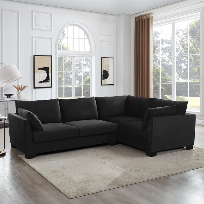 Renfrew Right-Hand Facing Corner Sofa, Black Velvet